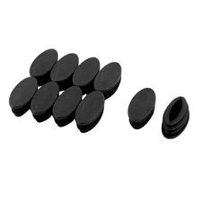 Table Chair Leg Plastic Oval Pipe Tube Insert Cap Black 20 x 39mm 10 Pcs