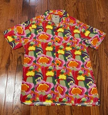 OAS The Cuba Shirt Button Up Mens Medium Hawaiian Resort Retro Print Geometric