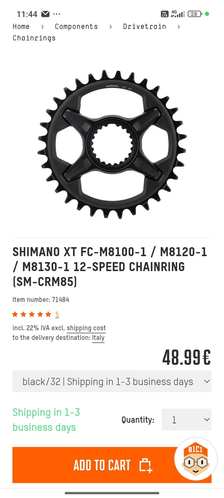 CORONA SHIMANO SM-CRM85 FC-M8100 32D DEORE XT