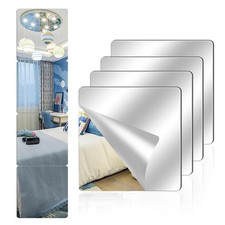 4 Pack Acrylic Mirrors for Wall,10" x 10" Self Adhesive Frameless Small Mirro...