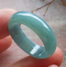 Video Certified Icy Green Natural A JADE Jadeite Circle RING USA. 11    204053