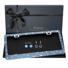 Bling License Plate Frame for Women, 1PCS Sparkly light blue