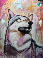 Abstract realism original art “Guardian of the Pack” 18x24 Oil on canvas