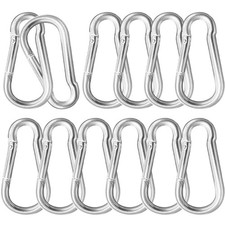 12PCS 3.9Inch M10 Silver Heavy Duty Carabiner Clip,Rated 770 Lbs