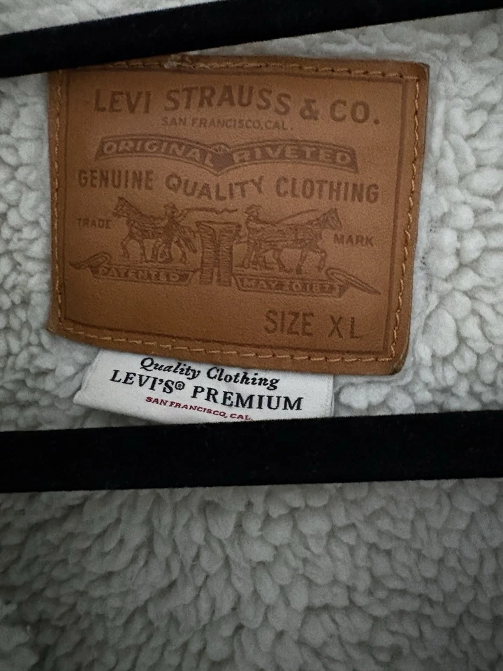 Levi's Premium Type III Sherpa Trucker Jacket Mens XL Needle Park Denim Fleece, photo 4 of 5