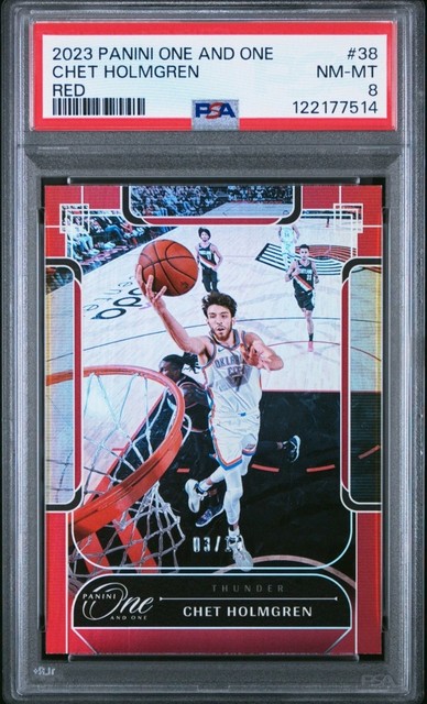 2023 Chet Holmgren PSA 8 Panini One And One Red Okc Thunder /15
