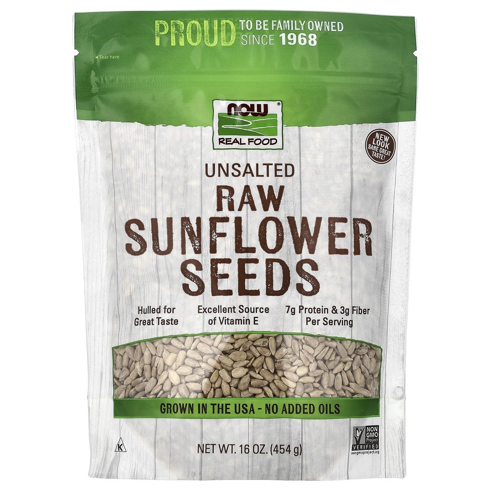 Real Food, Raw Sunflower Seeds, Unsalted, 16 oz (454 g)