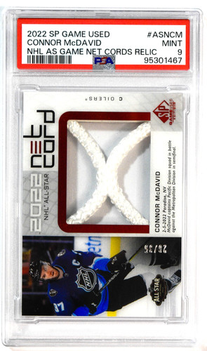 2022 SP Game Used Connor McDavid All-Star Game Net Cords Relic /35 PSA 9