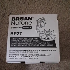 Broan BP27 Ventilation Fan Motor w/ Blower Wheel Nautilus Nutone Bathroom Vent