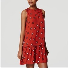 LOFT Floral Drop Waist Sleeveless Shift Dress Size XS 