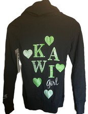Kawasaki Kawi Girl Zip Hoodie Black Women's Logo Hooded Sweat Jacket Size Large