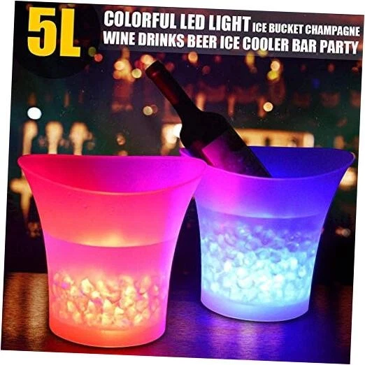 LED Ice Bucket, 5L Large Capacity Wine Ice Bucket Drink Containers with Multi