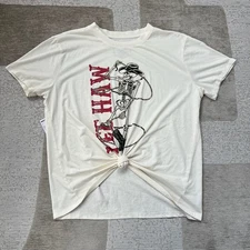 Boot Barn Blended Yee Haw Western Theme Short Sleeve T-Shirt Women’s L Skeleton