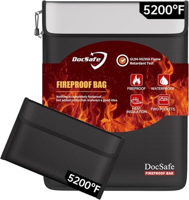 Fireproof Document Bag (5200 ) with Fireproof Organizer Travel Case,Heat
