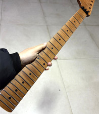 Reverse big head 22 fret Satin Roasted flame Maple guitar neck lock nut parts
