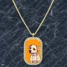 Amazing Cute Dog Puppy Pendant Necklace Image Design Vibrant Gold Tone Nice