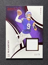 2025 panini ~  Immaculate Collection J.J. McCarthy #87 Red Memorabilia /75 