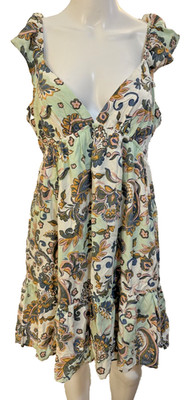 Roxy Womans Babydoll Y2K Floral Mini Dress Size L Fairy Whimsical Paisley Boho