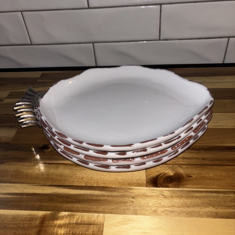 Mud Pie Fish-shaped Salad Plates With Metal Tail-Set Of 4 NEW