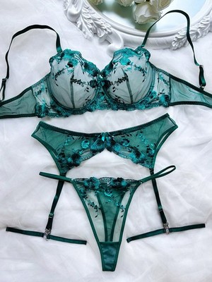 5 teiliges Plus Size Lingerie Set mit Spitzen Patchwork und Schleifen Billig24
