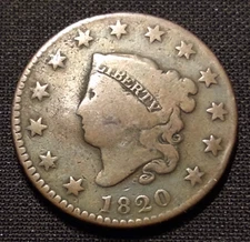 1820 large cent small date n4 variety r5 matron head rare type coin