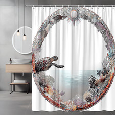 Sea Turtle Coral Reef Shower Curtain Ocean Graphic Print