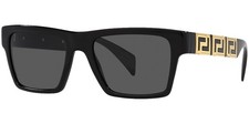 Versace Men's Black Rectangle Sunglasses w/ Greca Temples - VE4445 GB187 - Italy