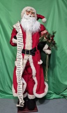 Vintage Life Size 5 Ft Traditional Santa Claus Figure w/ Good Boys  Girls List