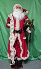 Vintage Life Size 5 Ft Traditional Santa Claus Figure w/ Good Boys & Girls List