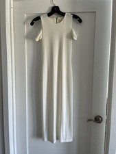 Alice + Olivia Meya Cold Shoulder Midi Dress Size 0 Off White Back Zip Stretch