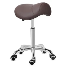 Saddle Stool Rolling Swivel Height Adjustable with Wheels,Heavy Duty Saddle C...