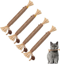 4Pcs Cat Chew Toys Natural Silvervine Cat Dental Chew Sticks Cleaning Teeth Che