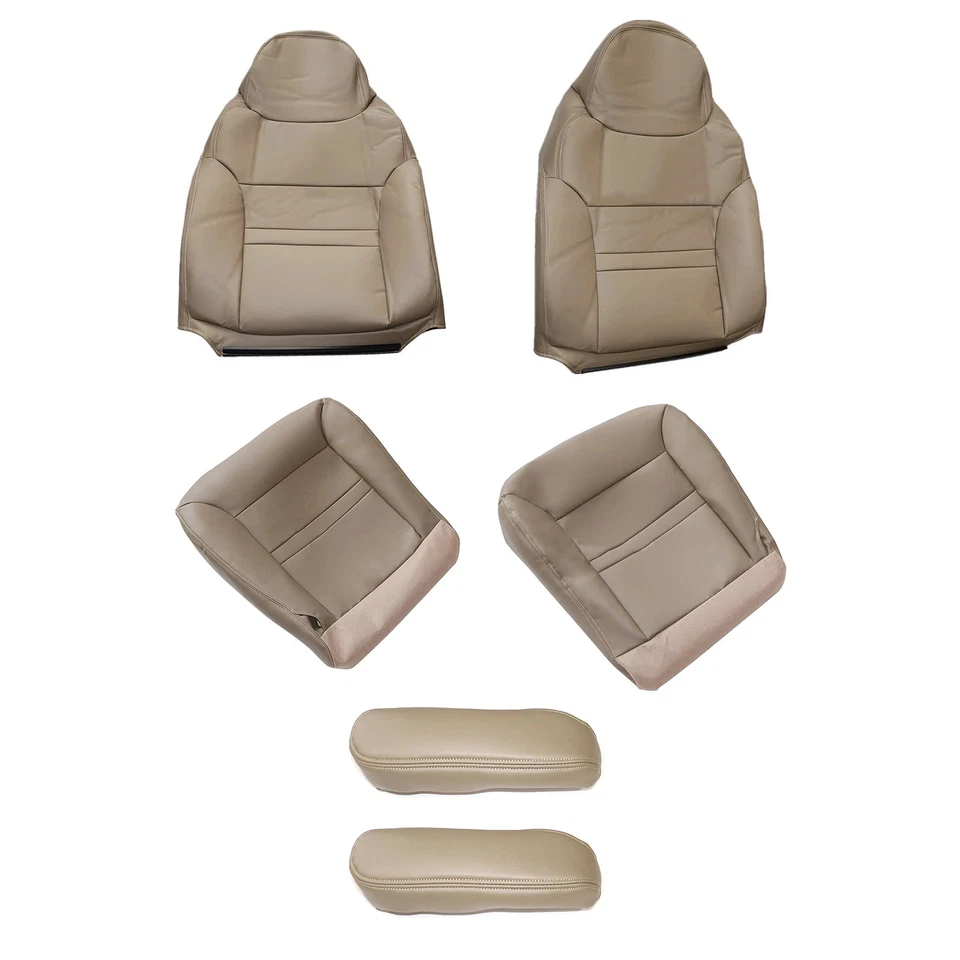 For Ford Excursion Limited XLT 2000-01 Front Bottom & Top Leather Seat Cover Tan - Image 4 of 4