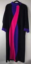 Vtg 70's Vanity Fair Womens House Coat Hostess Gown Robe Black Colorblock M