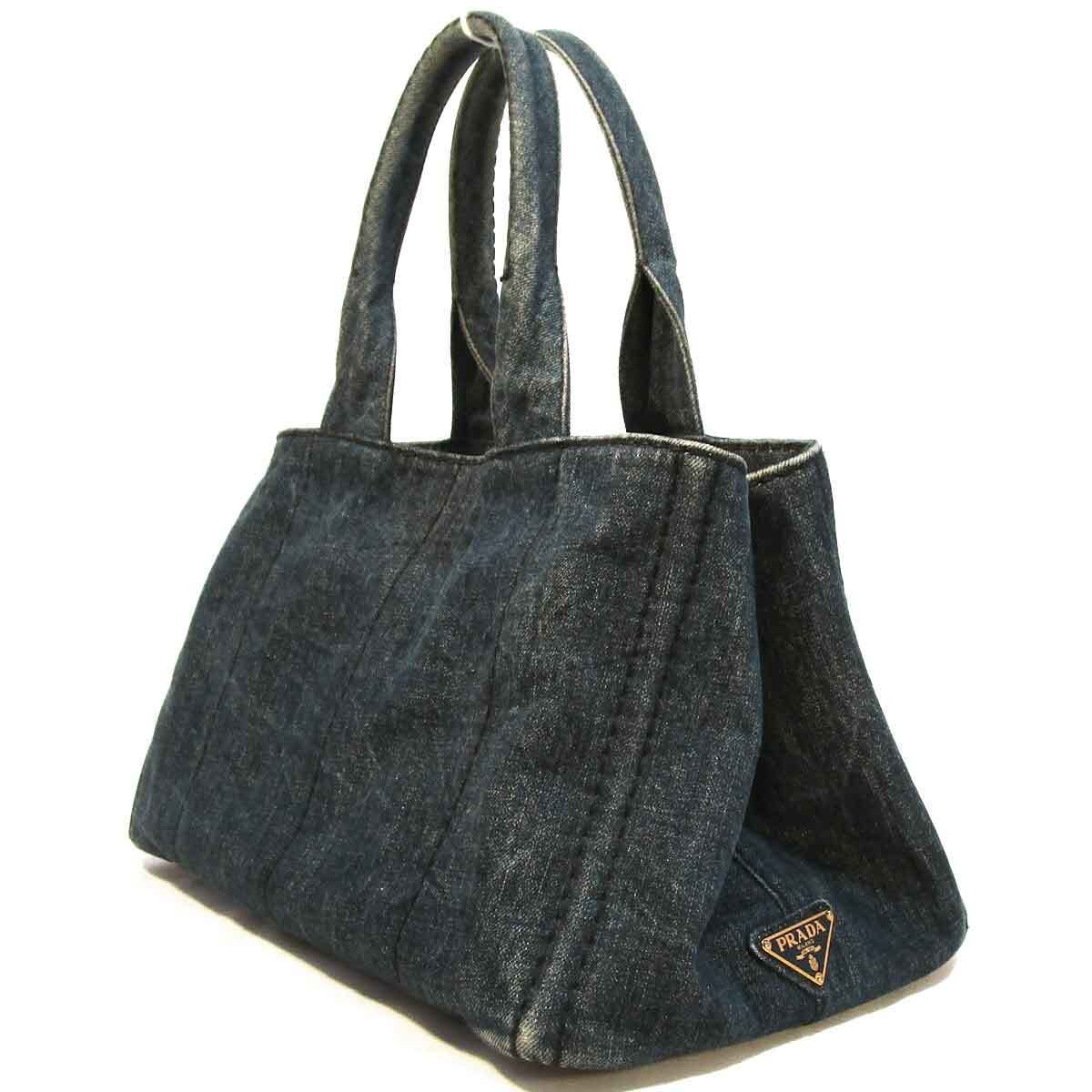 PRADA Tote Bag Canapa Tote Blue Denim Indigo Used Grade AB Sanya  Shop from japa thumbnail 2