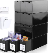 Trading Card Storage Box, 3-in-1 Cardboard Card Organizer Box with Dividers f...