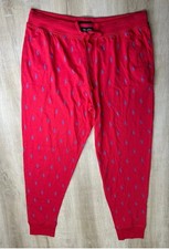 NWOT Polo Ralph Lauren Mens Jogger Pants XL Red All Over Pony Jersey Knit Sleep