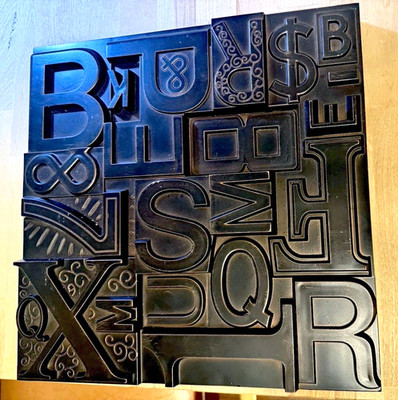 MCM UMBRA Loft BILL HARVEY DESIGN ABSTRACT BRUTALIST WALL ART Print Tray Letter