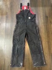 Carhartt R04 BLK Insulated Double Knee Overall Bibs Distressed 36x30 VTG USA