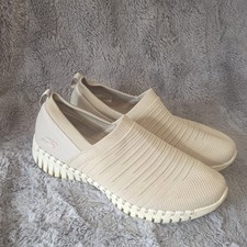 Skechers Comfort Knit Slip-On Casual Shoes Beige Round Toe US 8 Women