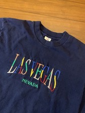 Vintage Las Vegas T Shirt Adult Large Blue Rainbow Single Stitch Made In USA 90s