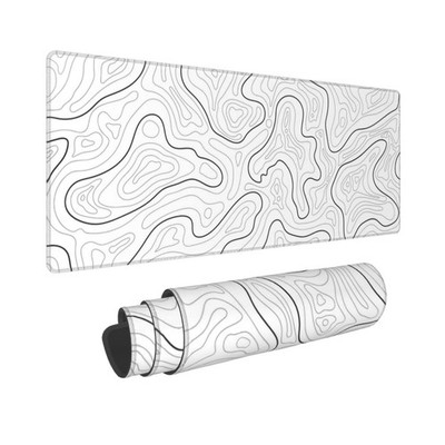 Abstract Topographic Map White Grey Black Gaming Mouse Pad Long Mouse Pad Lar...
