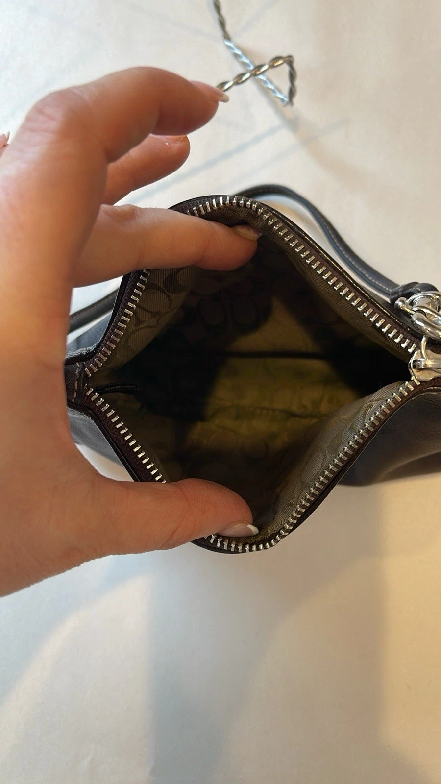 Coach Polsino pochette in pelle marrone vintage Y2K made in India anni 90 zip piccolo