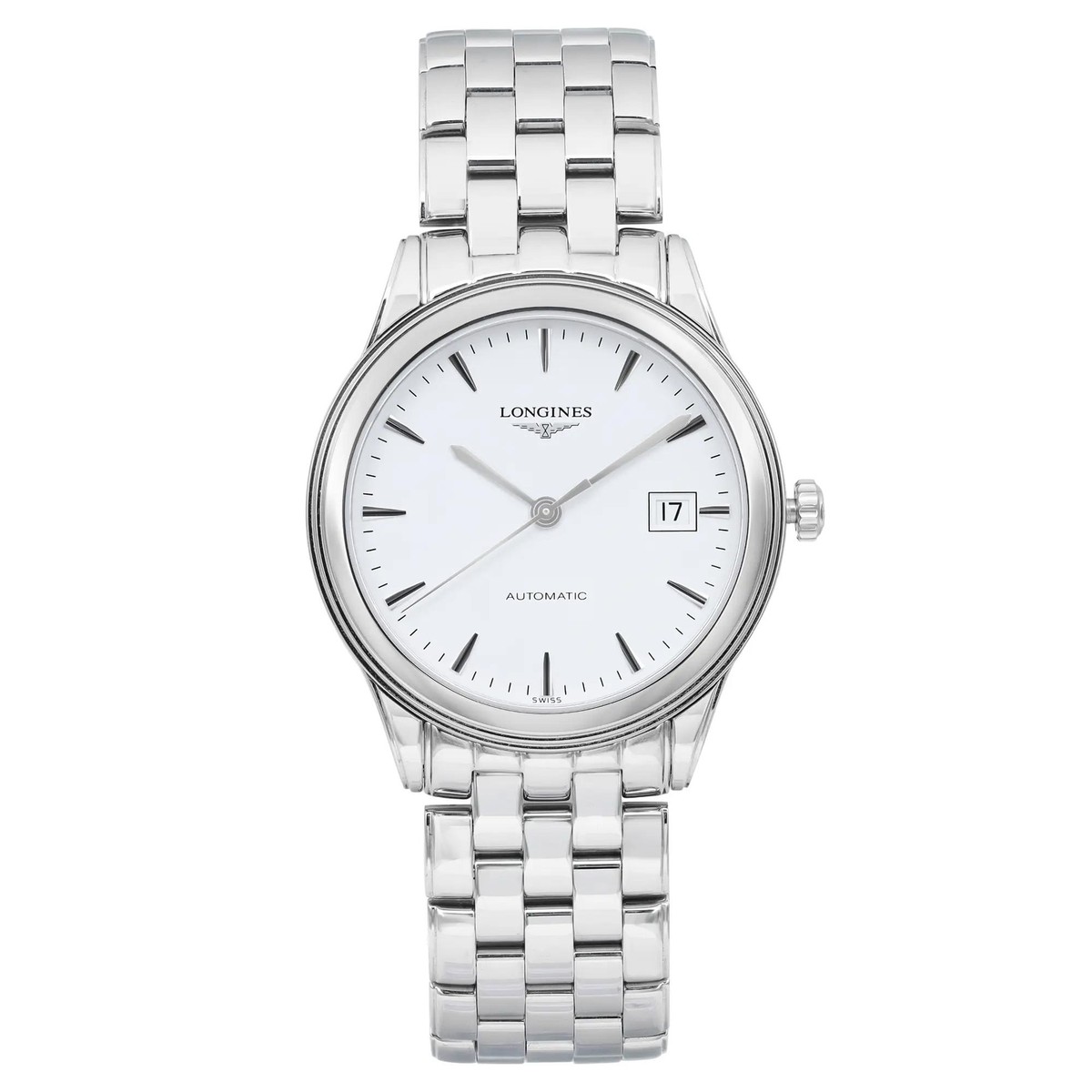 LONGINES クォーツ腕時計 ホワイトダイヤル Longines Flagship 38.5mm Steel White Dial Automatic Mens Watch L4