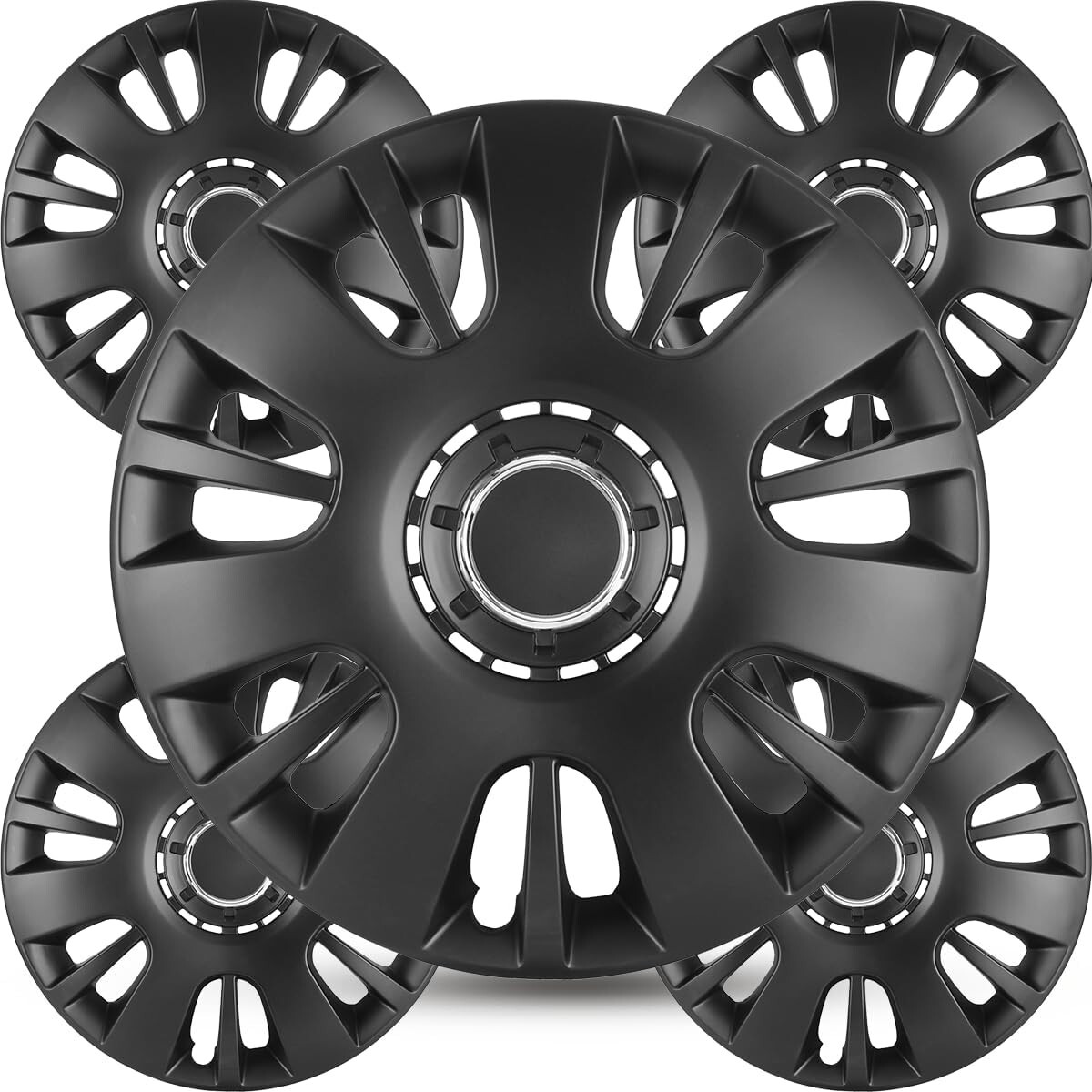 14-inch 4-Piece Black Snap-On Wheel Covers for Steel Rims
