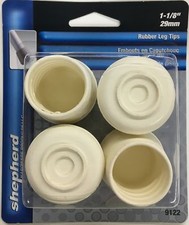 Shepherd 9122 1-1/8-Inch Rubber Leg Tips, Off-White, 4-Pack
