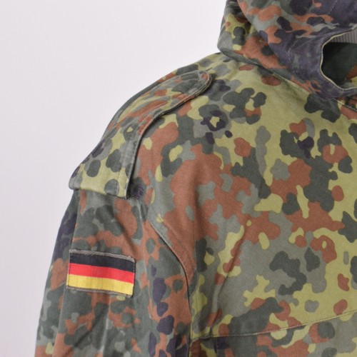 German Bundeswehr Flecktarn Camo Military Parka Jacket GR3 XL Short Hood - Picture 10 of 14