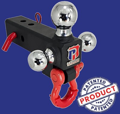 Adjustable Trailer Hitch- 2.5 SOLID Tri-Ball Mount Hitch Receiver  D-Ring