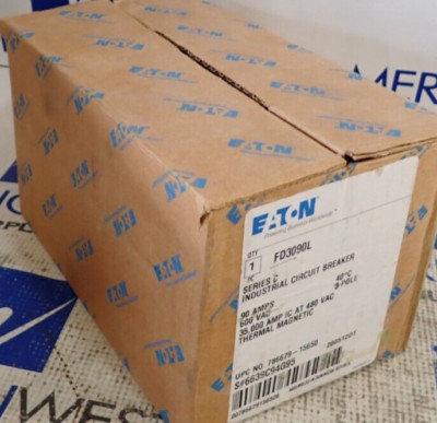 NEW Eaton Circuit Breaker FD3090L 90A 3 Pole 600V  35kA@480v FD with Lugs