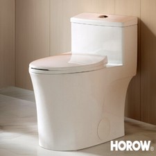 HOROW One-Piece Toilet Elongated 17" Dual Flush ADA Chair Height 10" Rough in